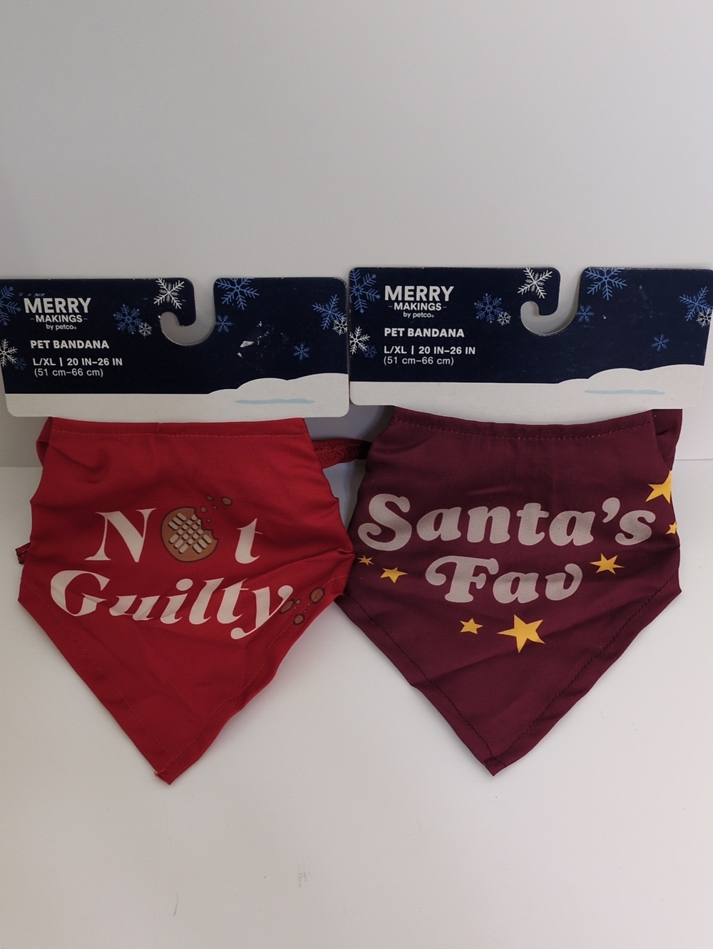 NWT Merry Makings Christmas Dog Bandana Lot 2 Pack L/XL Santa’s Fav Not Guilty